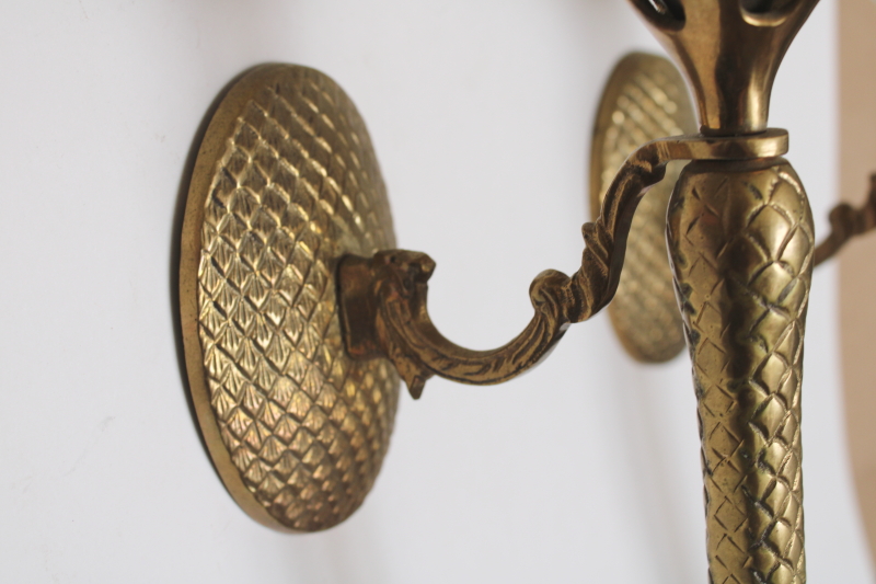 photo of pair of huge brass palms wall candle sconces 80s vintage art deco Miami style!  #4